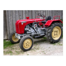 Roter Traktor Postkarte