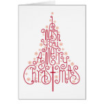 Roter typografischer Weihnachtsbaum Grußkarten
