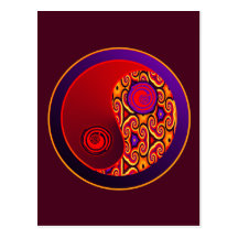 Roter u. lila Wirbel Yin Yang Postkarte