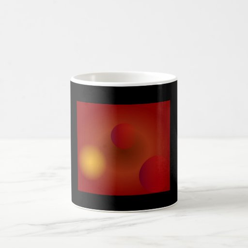 Roter und gelber Blasen-Becher Kaffee Haferl