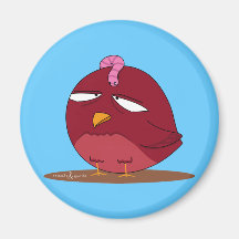 Roter Vogel mit Wurm Kühlschrankmagnet