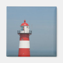 Roter/weißer gestreifter Leuchtturm in Holland Kühlschrankmagnet