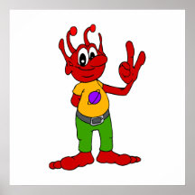Rotes alien posterdruck