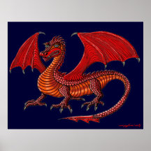 Rotes Drachekunstplakat