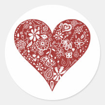 Rotes Gekritzel-Herz Runde Sticker