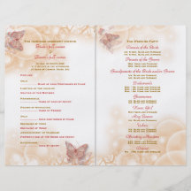 Rotes Goldschmetterlings-Hochzeitsprogramm Flyerbedruckung