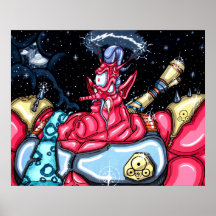 rotes Malen des alien-3-Eyed Plakate