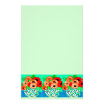 Rotes orange Blumen-Blumenstrauß-Briefpapier Personalisiertes Büropapier