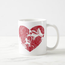 Rotes Rolle-Buchstabe-Herz Tasse