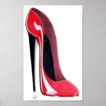 Rotes Stilett-Absatz-Schuh-Kunst-Plakat