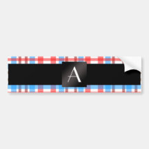 Rotes und blaues kariertes des Monogramms Autoaufkleber