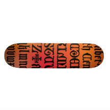 Rotes und orange gotisches Buchstabe-Skateboard Individuelle Skateboards