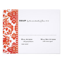 Rotes Vintages Damast-Spitze-Hochzeit UAWG Ankündigungskarten