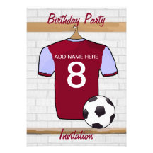 Rotwein-Fußball-Jersey-Geburtstags-Party Einladung