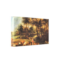 Rubens - Landschaft mit Kühen und Entenjägern Leinwand Druck