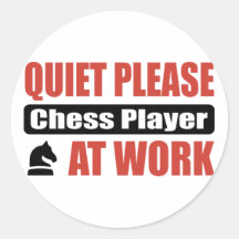 Ruhe-bitte Schach-Spieler bei der Arbeit Aufkleber