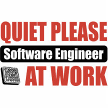 Ruhe-bitte Software Engineer bei der Arbeit Acryl Ausschnitte
