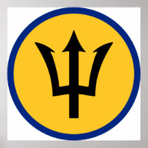 Runde Barbados-Flagge Plakatdruck