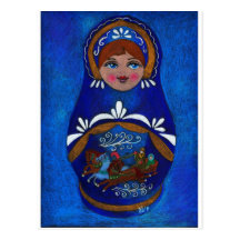 Russische Puppe Postkarte