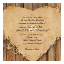 Rustikale Tattered Herz-hölzerne Land-Hochzeit Personalisierte Ankündigungskarten
