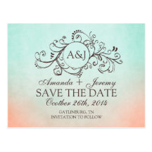Rustikaler Minzen-und Pfirsich-Böhme Save the Date Postkarte