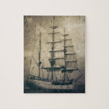 rustikaler retro Vintager Segelboots-Ozeanwellense Puzzle