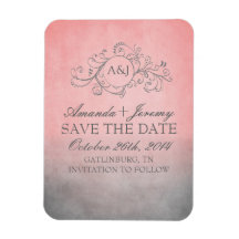 Rustikaler rosa und grauer Böhme Save the Date Recchteckiger Magnet