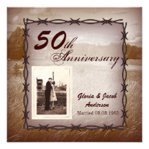 Rustikales Jahrestags-Party des Western-Land-50. Personalisierte Ankündigungskarte