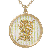 S-Anfangsmonogramm-"Goldpin-Streifen-" Halskette