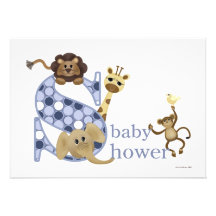 Safari-Baby-Einladung im Blau