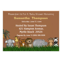 Safari-Dschungel-Freund-Babyparty-Einladung