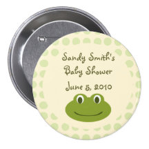 Sahne- u. grüne Punkt-Frosch-Babyparty-Knopf-Bevor Buttons