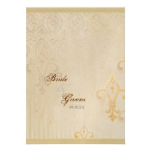 Sahnehochzeits-Einladung Fleur di Lys Damask 2