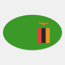 Sambia - sambianische Flagge Ovaler Aufkleber