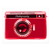 Samt-rotes Kamera-Fotografie-Geschäft Postkarte