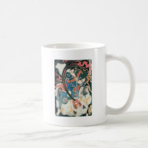 Samurais, die einen Dämon, alte japanische Malerei Tee Tasse