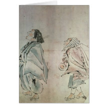 Samurais, die von einem Bediensteten gefolgt werde Grußkarten
