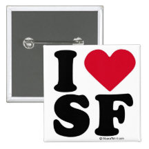 SAN FRANCISCO - "ICH LIEBE SF" "ICH LIEBE SAN FRAN ANSTECKNADELBUTTONS
