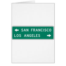 San Francisco Los Angeles Landstraßen-Zeichen Grußkarten
