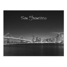 San Francisco Skyline-Nachtfoto-Postkarte