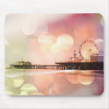 Santa Monica Pier - funkelndes rosa Foto redigiere Mousepad