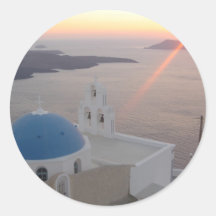 Santorini Sonnenuntergang Runder Aufkleber