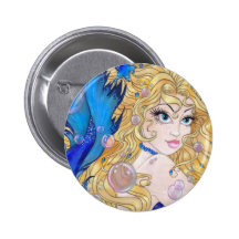Saphir-Meerjungfrau-Knopf Anstecknadelbuttons