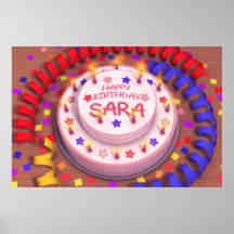 Saras Geburtstags-Kuchen Poster