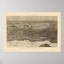 Saratoga Springs, NY panoramische Karte - 1874 Plakate
