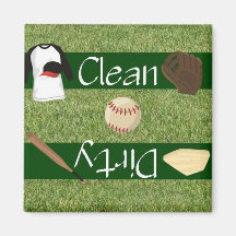 Sauberer oder schmutziger Baseball-Spülmaschinen-M Kühlschrankmagnete