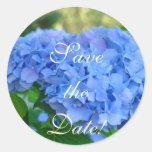 Save the Date! Aufkleber blaue Hydrangea-Blumen