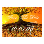 Save the Date Baum-Wurzeln - Orange und Brown Postkarte