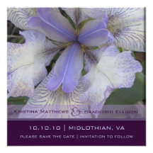 Save the Date blaue Iris 5x5 Personalisierte Ankündigungskarte