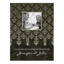 Save the Date Damast-Postkarten-Grün-Beige 2